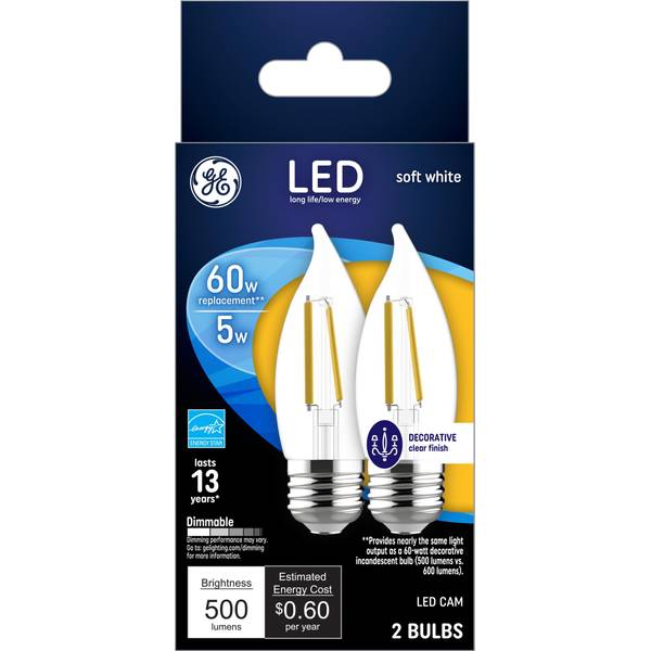 GE LED 7-Watt Chandelier Medium Base Clear Bulbs - Bellso
